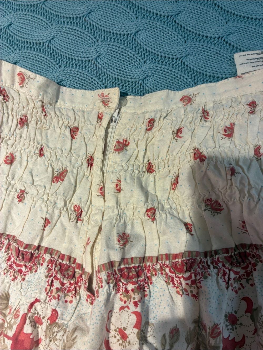 Cream and Red Floral Cherry Blossom Skirt - Picture 5 of 6